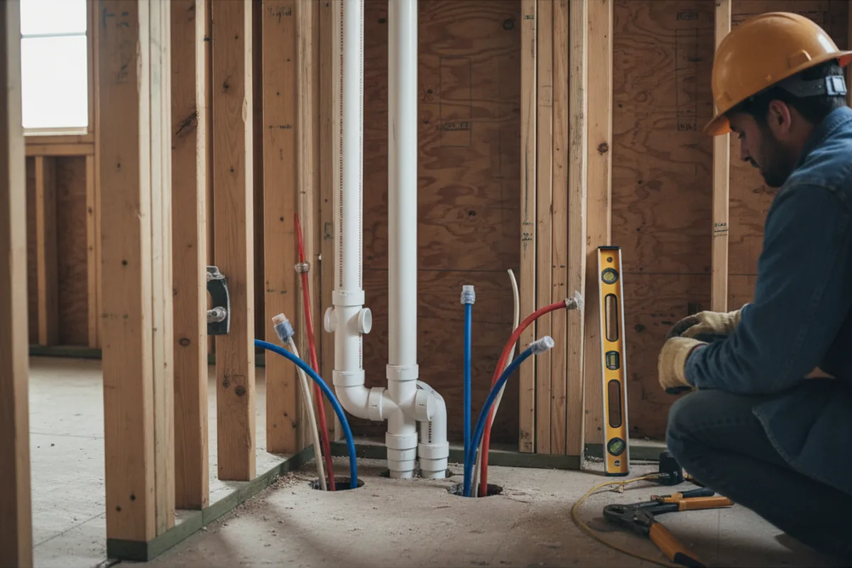 Drain and supply rough-in during Garbage Disposal Repair in Lucerne Valley